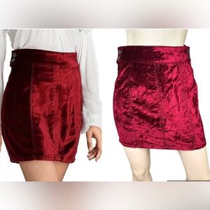 Free People Red Velvet Mini Skirt